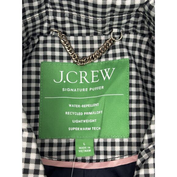 J. Crew Quilted Lady Shirt Jacket PrimaLoft Warm Black/White Gingham Size L - Picture 4 of 11